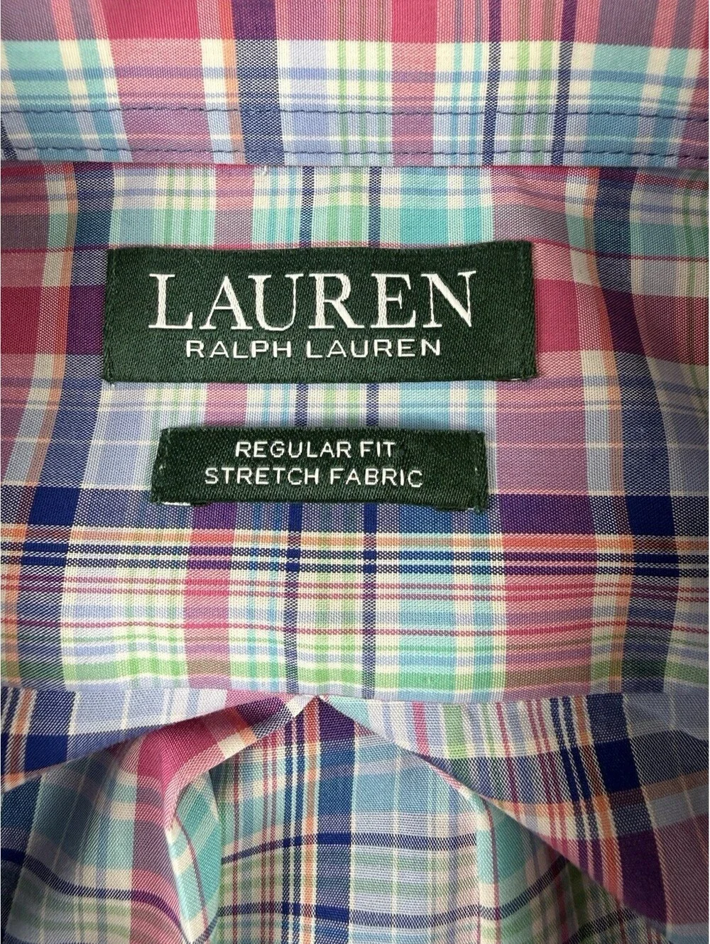 Lauren Ralph Lauren Men's L Regular Fit Plaid Stretch Button-Up Shirt